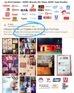 Advit Sahdev — 5,000+ brands, 25+ years, 1,000+ case studies, TEDx, ODigMa acquired by Infibeam